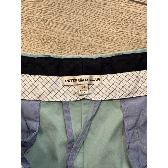 Peter Millar Shorts Mens Size 34 Blue Teal Golf Flat Front Casual Chino Preppy - Picture 3 of 6